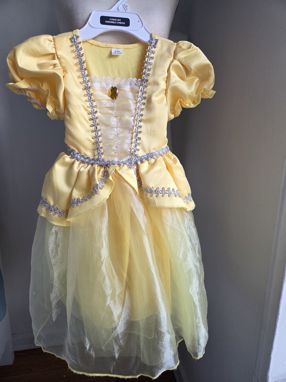 SHEIN Yellow Princess Dress with Silver Trim